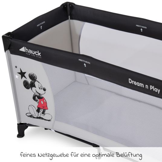 Hauck Set lettino da viaggio Dream N Play con materasso per lettino da viaggio Alvi e zanzariera - Mickey Stars