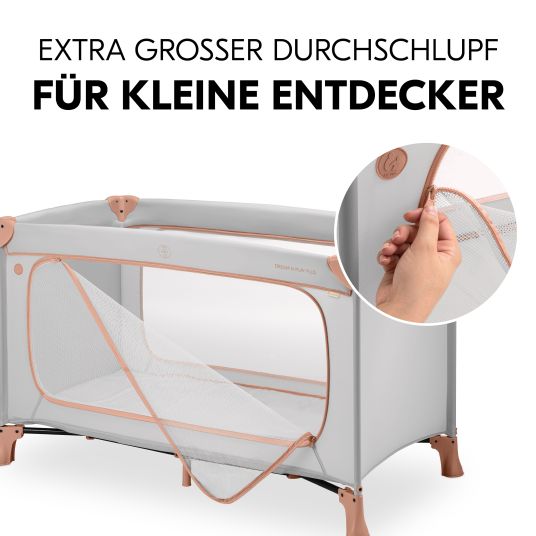 Hauck Reisebett Set Dream N Play Plus inkl. Alvi Reisebett-Matratze & Insektenschutz - Dusty Cork