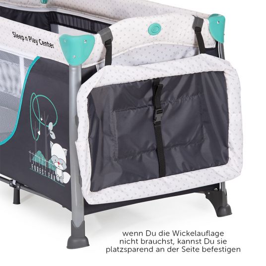 Hauck Travel cot set Sleep'n Play Center 3 (incl. changing mat, height adjustable) - Forest Fun