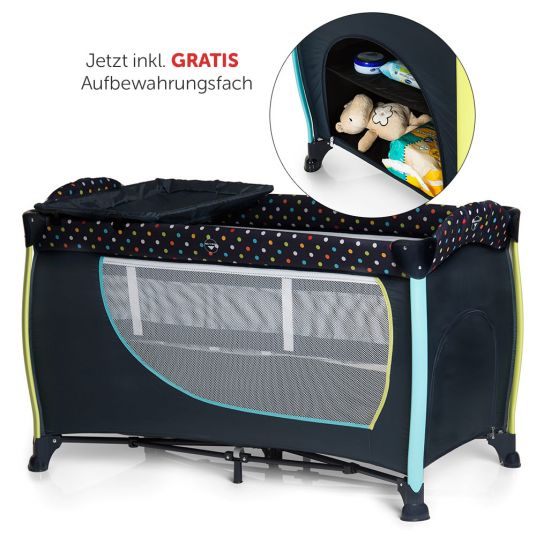 Hauck Travel cot set Sleep'n Play Center II - 60 x 120 - Multi Dots Navy - Now incl. FREE storage compartment