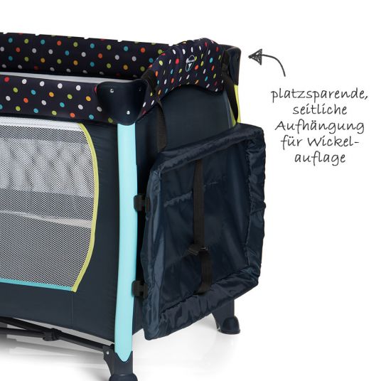 Hauck Travel cot set Sleep'n Play Center II - 60 x 120 - Multi Dots Navy - Now incl. FREE storage compartment
