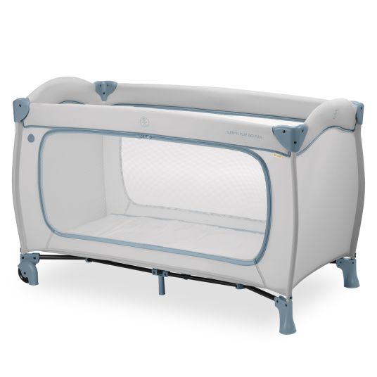 Hauck Sleep N Play Go Plus travel cot (with wheels and side entry) - Dusty Blue