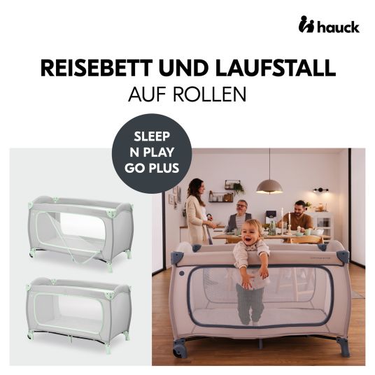 Hauck Reisebett Sleep N Play Go Plus (mit Rollen und seitlichem Einstieg) - Dusty Mint
