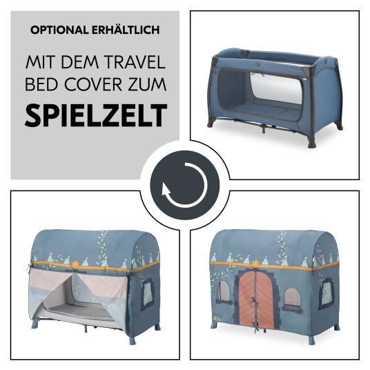 Hauck Reisebett Sparset Play'n Relax Center inkl. Komfort Matratze, Einhang, Wickelauflage & Moskitonetz - Dark Blue