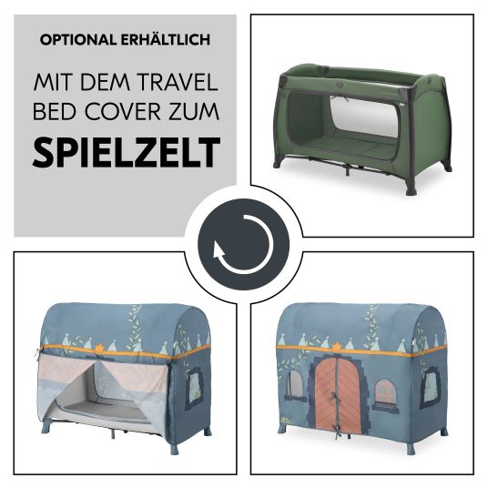 Hauck Reisebett Sparset Play'n Relax Center inkl. Komfort Matratze, Einhang, Wickelauflage & Moskitonetz - Dark Green