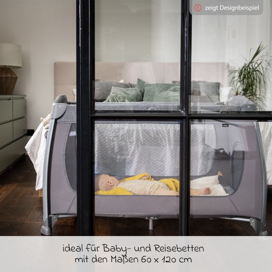 Hauck Reisebett XXL-Sparset - Play N Relax Center inkl. Alvi Reisebett-Matratze + Wasserdichte Betteinlage + 2 Spannbettlaken + Insektenschutz - Melange Black