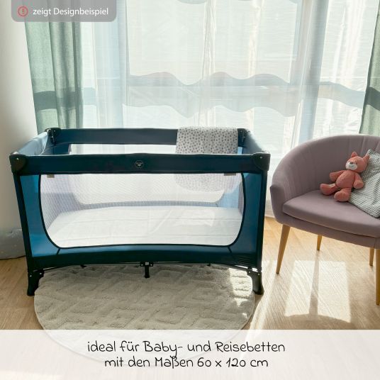 Hauck Reisebett XXL-Sparset - Sleep N Play Go Plus inkl. Alvi Reisebett-Matratze + Wasserdichte Betteinlage + 2 Spannbettlaken + Insektenschutz - Beige