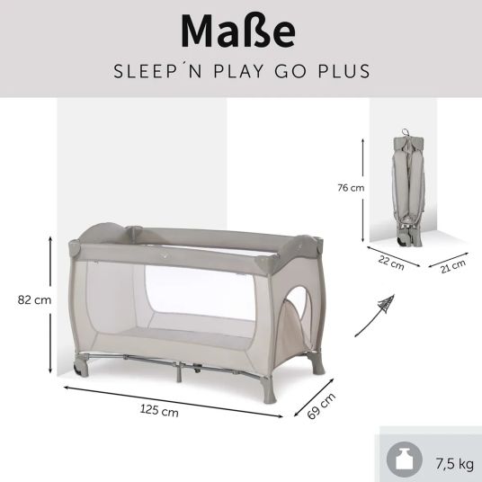 Hauck Reisebett XXL-Sparset - Sleep N Play Go Plus inkl. Alvi Reisebett-Matratze + Wasserdichte Betteinlage + 2 Spannbettlaken + Insektenschutz - Beige