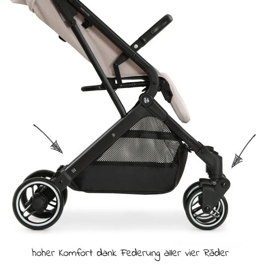 Hauck Travel buggy & pushchair Travel N Care with reclining function, only 6.8 kg (load capacity up to 22 kg) incl. Reboarder Pearl Pro 2 - Beige