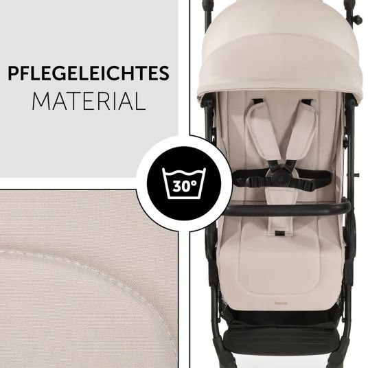 Hauck Travel buggy & pushchair Travel N Care with reclining function, only 6.8 kg (load capacity up to 22 kg) incl. Reboarder Pearl Pro 2 - Beige