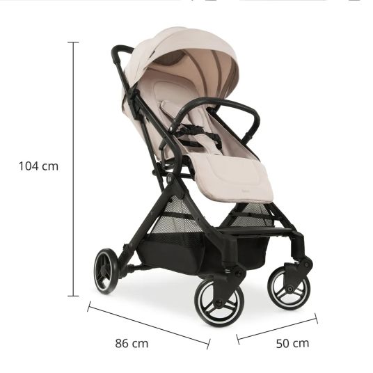 Hauck Passeggino Travel N Care con funzione reclinabile, solo 6,8 kg (capacità di carico fino a 22 kg) incluso Reboarder Pearl Pro 2 - Beige