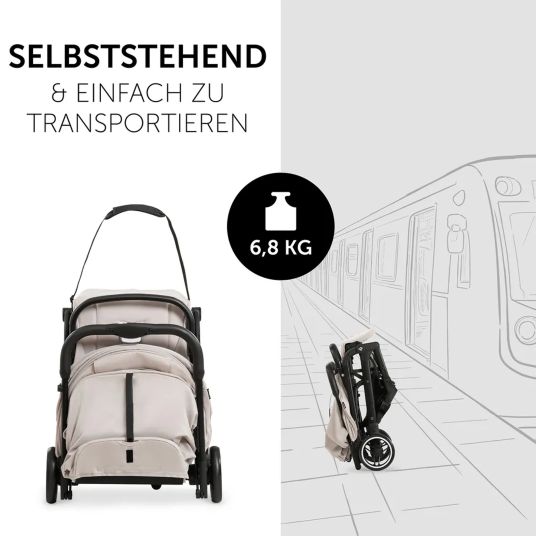 Hauck Passeggino Travel N Care con funzione reclinabile, solo 6,8 kg (capacità di carico fino a 22 kg) incluso Reboarder Pearl Pro 2 - Beige