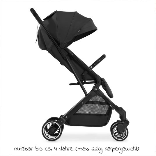 Hauck Passeggino Travel N Care con funzione reclinabile, solo 6,8 kg (capacità di carico fino a 22 kg) incluso Reboarder Pearl Pro 2 - Nero