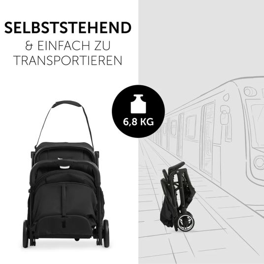 Hauck Reisebuggy & Sportwagen Travel N Care mit Liegefunktion, nur 6,8 kg (bis 22 kg belastbar) inkl. Reboarder Pearl Pro 2 - Black