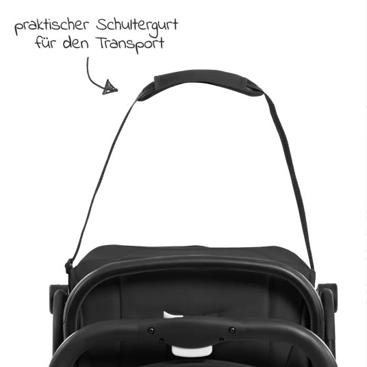 Hauck Passeggino Travel N Care con funzione reclinabile, solo 6,8 kg (capacità di carico fino a 22 kg) incluso Reboarder Pearl Pro 2 - Nero