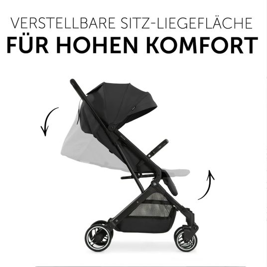 Hauck Travel buggy & pushchair Travel N Care with reclining function, only 6.8 kg (load capacity up to 22 kg) incl. Reboarder Pearl Pro 2 - Black