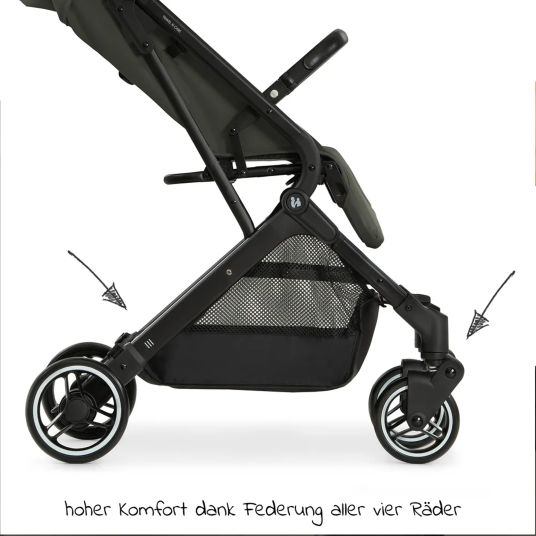 Hauck Reisebuggy & Sportwagen Travel N Care mit Liegefunktion, nur 6,8 kg (bis 22 kg belastbar) inkl. Reboarder Pearl Pro 2 - Dark Olive