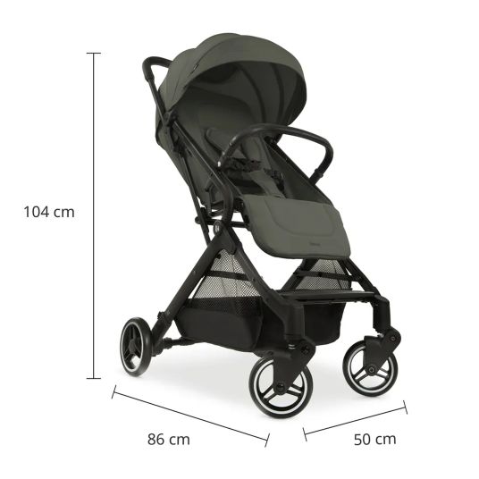 Hauck Travel buggy & pushchair Travel N Care with reclining function, only 6.8 kg (load capacity up to 22 kg) incl. Reboarder Pearl Pro 2 - Dark Olive