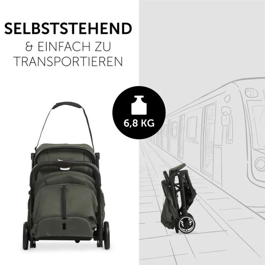 Hauck Reisebuggy & Sportwagen Travel N Care mit Liegefunktion, nur 6,8 kg (bis 22 kg belastbar) inkl. Reboarder Pearl Pro 2 - Dark Olive