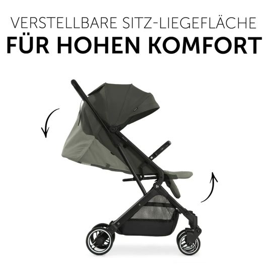 Hauck Travel buggy & pushchair Travel N Care with reclining function, only 6.8 kg (load capacity up to 22 kg) incl. Reboarder Pearl Pro 2 - Dark Olive