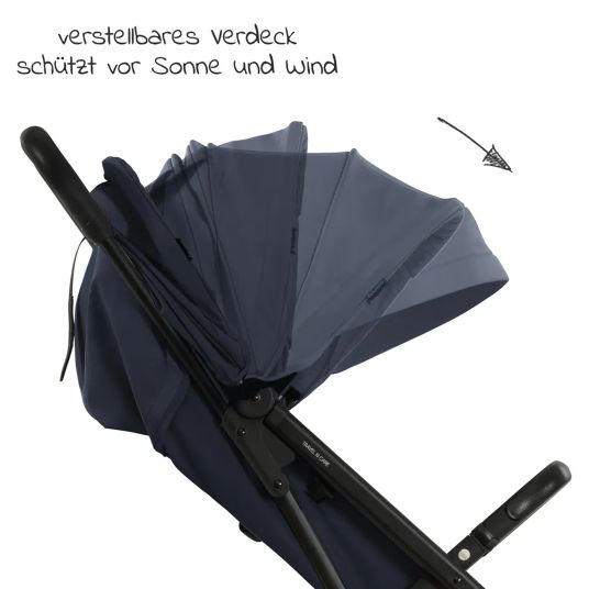 Hauck Reisebuggy & Sportwagen Travel N Care mit Liegefunktion, nur 6,8 kg (bis 22 kg belastbar) inkl. Reboarder Pearl Pro 2 - Navy Blue