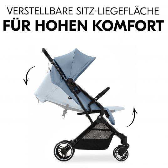 Hauck Travel buggy & stroller Travel N Care Plus with lie-flat function, only 7.2 kg (can be loaded up to 22kg) - Dusty Blue