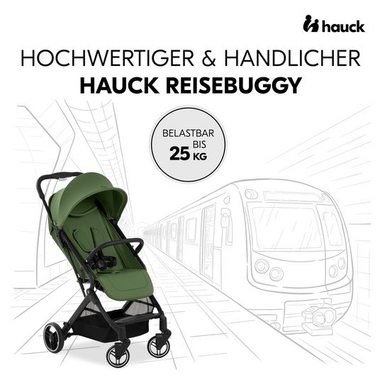 Hauck Passeggino Travel N Care Plus con funzione reclinabile, solo 7,2 kg (capacità di carico fino a 22 kg) - Verde