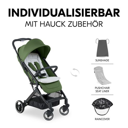 Hauck Travel buggy & pushchair Travel N Care Plus with reclining function, only 7.2 kg (load capacity up to 22 kg) - Green