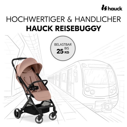 Hauck Reisebuggy & Sportwagen Travel N Care Plus mit Liegefunktion, nur 7,2 kg (bis 22kg belastbar) - Hazelnut