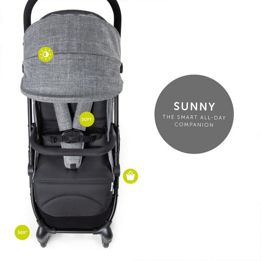 Hauck Travel buggy Sunny (foldable with one hand, loadable up to 25 kg) - Melange Grey-Black