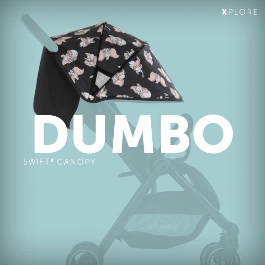 Hauck Reisebuggy Swift X mit Einhand-Autofold und Tragegurt (nur 6,3 kg) - inkl. Komfort-Verdeck - Disney - Dumbo