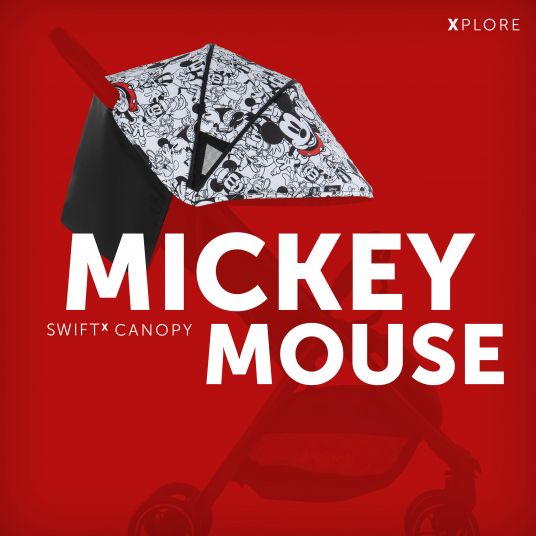 Hauck Passeggino da viaggio Swift X con ripiegamento automatico con una sola mano e cinghia di trasporto (solo 6,3 kg) - incluso top comfort - Disney - Mickey