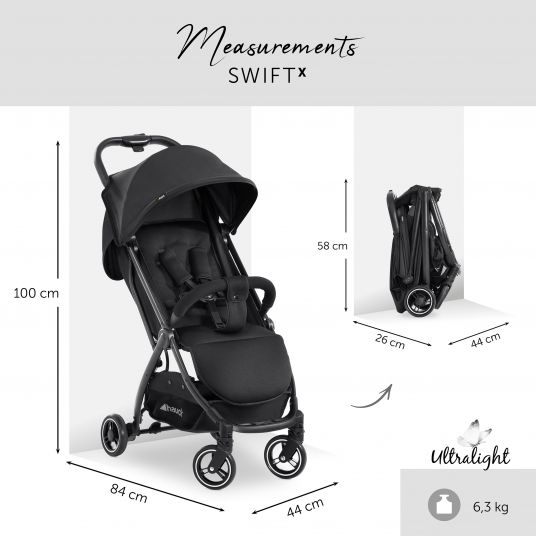 Hauck Travel buggy Swift X with one-hand autofold and carrying strap (only 6.3 kg) - incl. comfort top - Disney - Mickey