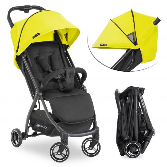 Hauck Travel buggy Swift X with one-hand autofold and carrying strap (only 6.3 kg) - incl. comfort hood - Neon Yellow