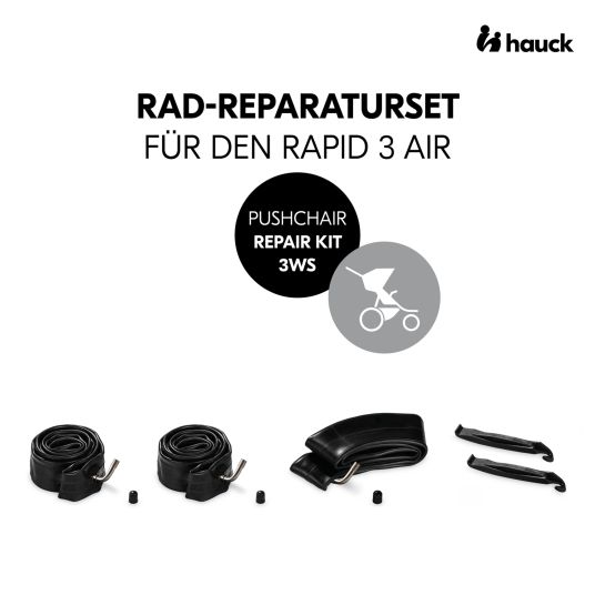 Hauck Reparatur Set Lufträder Kinderwagen (2x Schlauch 12 Zoll + 1x Schlauch 10 Zoll) - Pushchair Repair Kid 3WS