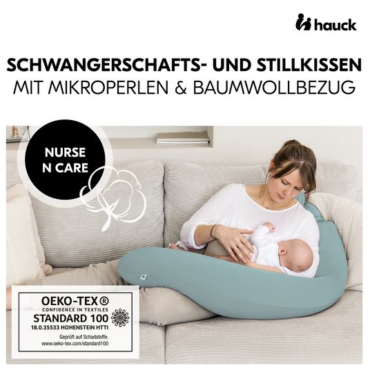 Hauck Schwangerschafts- und Stillkissen - Nurse N Care (190 cm Länge) - Eukalyptus