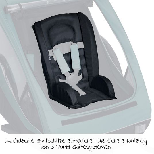 Hauck Seat cushion for Dryk Duo bike trailer - Bike Trailer Comfort Seat - Black