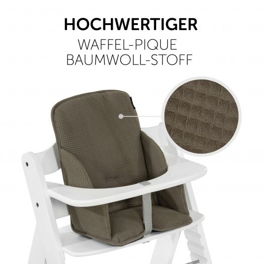 Hauck Sitzverkleinerer / Sitzkissen für Alpha Hochstuhl - Cosy Select - Waffle Pique Olive