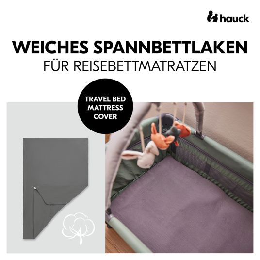 Hauck Spannbettlaken für Reisebetten & Matratzen mit 60 x 120 cm - Dark Grey