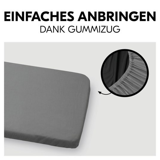 Hauck Spannbettlaken für Reisebetten & Matratzen mit 60 x 120 cm - Dark Grey