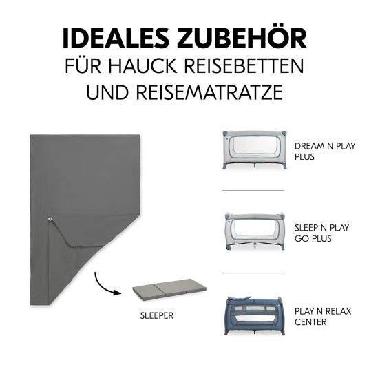 Hauck Spannbettlaken für Reisebetten & Matratzen mit 60 x 120 cm - Dark Grey