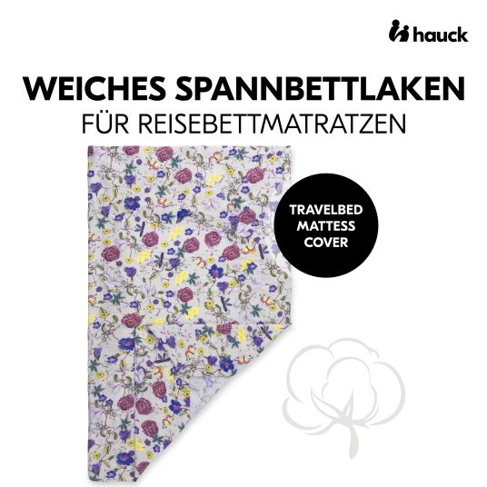 Hauck Spannbettlaken für Reisebetten & Matratzen mit 60 x 120 cm - Floral Beige