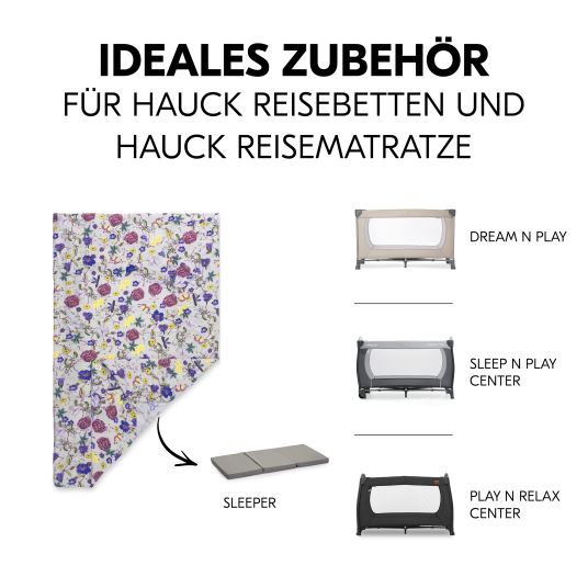 Hauck Spannbettlaken für Reisebetten & Matratzen mit 60 x 120 cm - Floral Beige