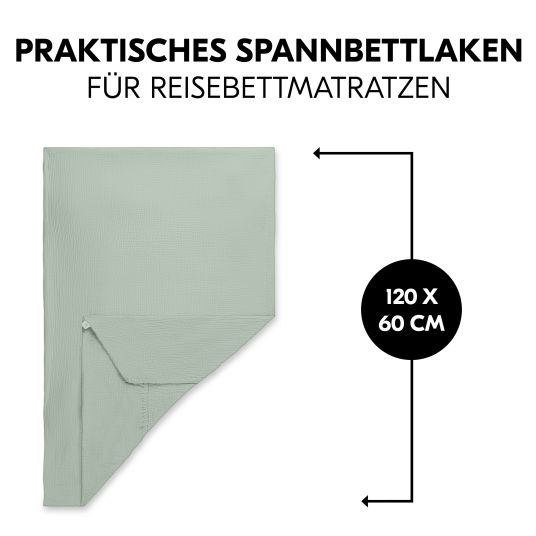 Hauck Spannbettlaken für Reisebetten & Matratzen mit 60 x 120 cm - Sage