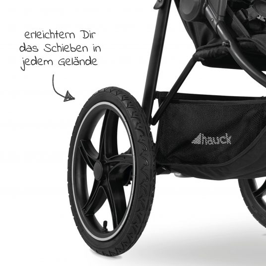 Hauck Sportwagen & Jogger Runner 2 (mit großen Luftreifen) inkl. XXL Zubehörpaket - Black