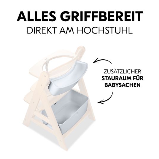 Hauck Stauboxen für Hochstuhl Alpha - 2er Set (große und kleine Box) - Weiß / White