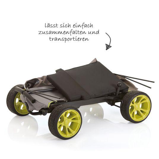 Hauck Toys for Kids Bollerwagen Eco Mobil - faltbar mit Dach, Transportwagen & Handwagen für 2 Kinder inkl. Spielplatzdecke 2in1 - Forest Green