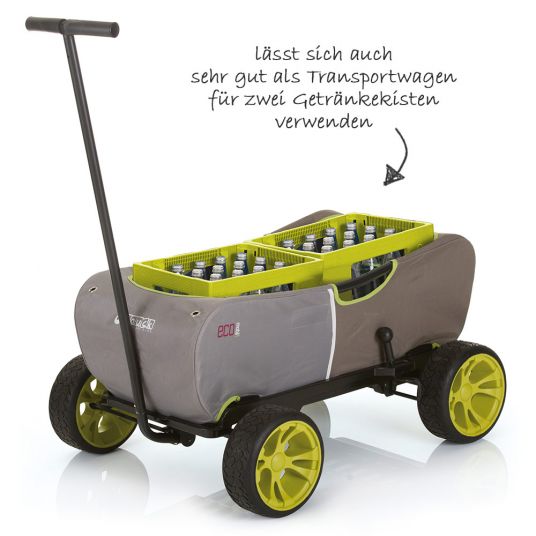 Hauck Toys for Kids Bollerwagen Eco Mobil Forest Green - faltbar mit Dach, Transportwagen & Handwagen für 2 Kinder