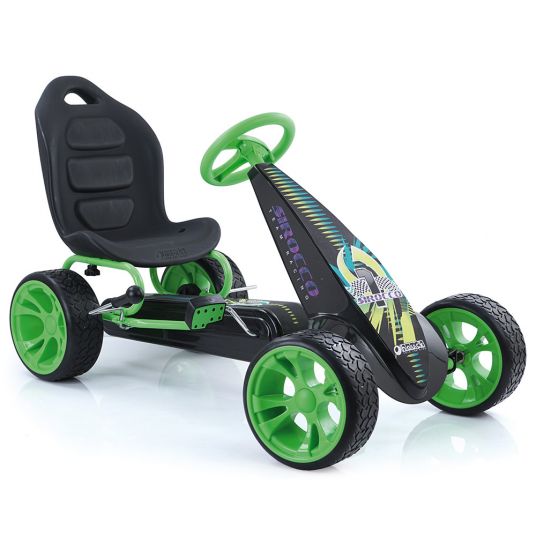 Hauck Toys for Kids Go-kart Sirocco - with freewheel, adjustable bucket seat, ball bearing wheels with EVA tyres - Green