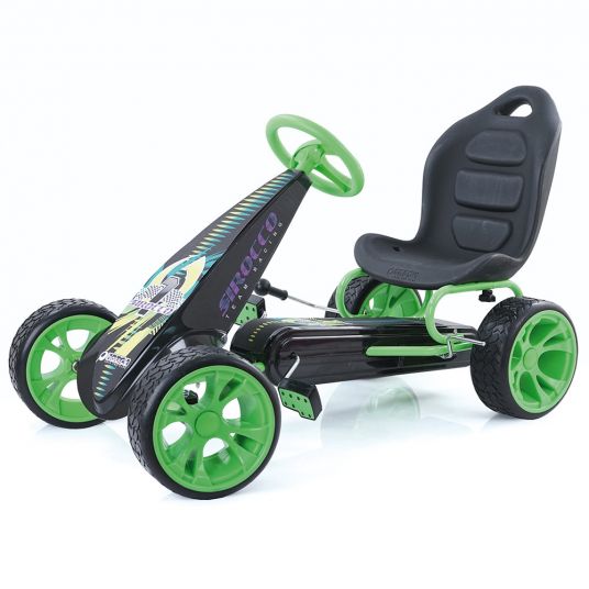 Hauck Toys for Kids Go-kart Sirocco - con ruota libera, sedile regolabile, ruote con cuscinetti a sfera e pneumatici EVA - Verde